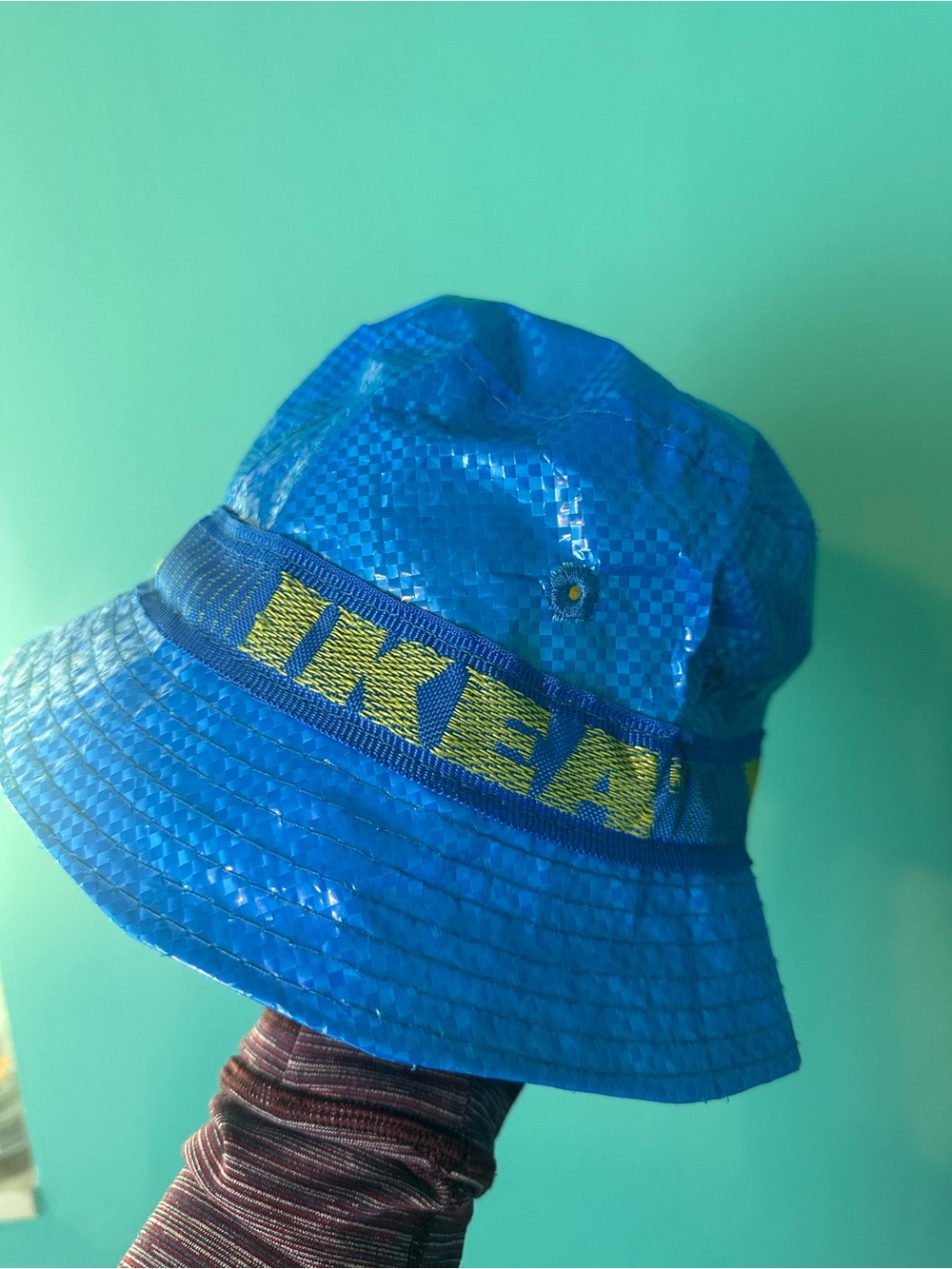 IKEA Blue Bucket Hat with Yellow Logo Band